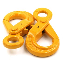 2-Pack G80 Eye Hooks with Self-Lock Latch, 2400lbs WLL (9600 lbs Breaking Force) - Heavy Duty Slip Hooks 1.12T for Hoisting, Rigging, Towing, and Trailer Transport