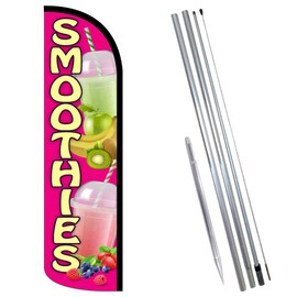 Vista Flags Smoothies Premium Windless  Feather Flag Bundle (Complete Kit) OR Optional Repla - Kit