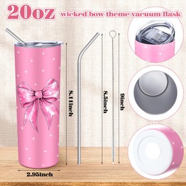 Geiserailie 2 Pack Christmas Witch Gifts for Women Pink and Green Stainless Tumblers 20 oz Bow Movie Steel Cups with Lids for Witch Fans Accessory for Friend Birthday Xmas Party Favor