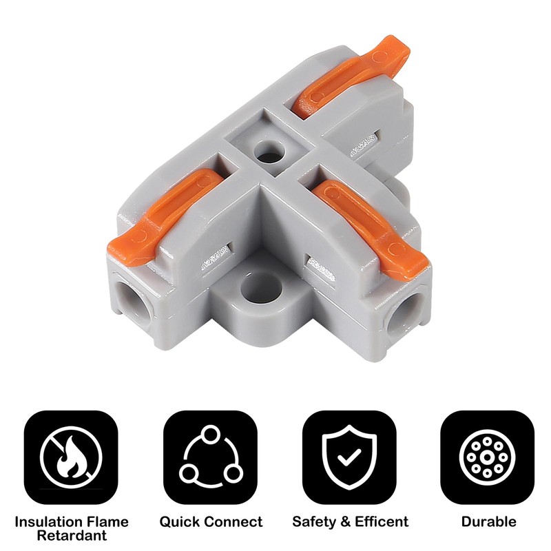 10Pcs Compact Wire Conductor Connector, T-Shape Lever Nut Wire Connector,