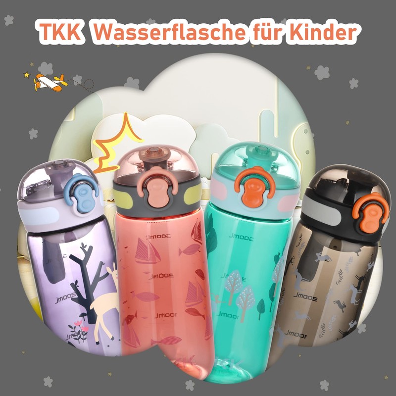 TKK 1005 Kinderflasche 350ml auslaufsicher, Tritan BPA-Frei einhändig bedienbare mit