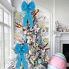 2 Pcs Large Blue Christmas Wreath Bow Decor,Christmas Tree Topper