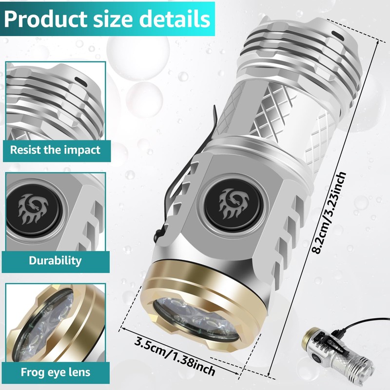 2Pcs German Three-Eyed Monster Mini Flashlight, Super Power Thumb Light