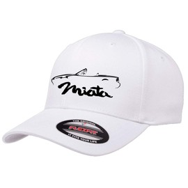 1989-99 Miata Sports Car Flexfit 6277 Athletic Baseball Fitted Hat Cap White S/M