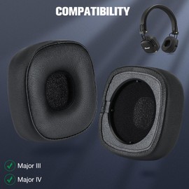 Yizhet Replacement Ear Pads Compatible with Marshall Major IV & Marshall Major III Headphones Ear Cushions Earcups for Major 4 Major 3 in Memory Foam & Protein Leather (1 Pair, Black)