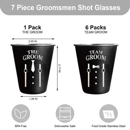 BartyGifts&beyond 7Pcs Bachelor Party Shot Glasses 2 Oz Stainless Steel Groomsmen Shot Glasses for Groomsmen Gifts (Team Groom)
