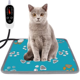 furrybaby Pet Heating Pad, Waterproof Dog Heating Pad Mat for Cat with 5 Level Timer and Temperature, Pet Heated Warming Pad with Durable Anti-Bite Tube Indoor for Puppy Cat (Green, 17" X 17", 2pcs)