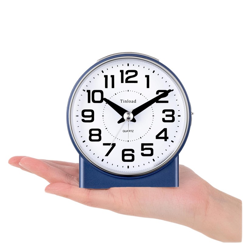 Tinload 4.3" No Ticking Analog Alarm Clock,Silent Readable for Seniors,Easy