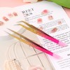 Kit 4pzs Pinzas Para Pestañas Version Oro Rosa Mink Volumen