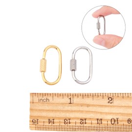 UNICRAFTALE 4pcs 2 Colors Oval Screw Carabiner Lock Key Clasps Keychain Rings Stainless Steel Key Ring Metal Split Key Chain for Home Car Keys Organization 25.5mm