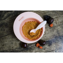 BEABA Ergonomic First Cutlery Set 6 Spoons and 4 Forks Short, Rounded Handle Baby Friendly, Suitable for Right and Left-Handed Users Grey/Blue/Pink