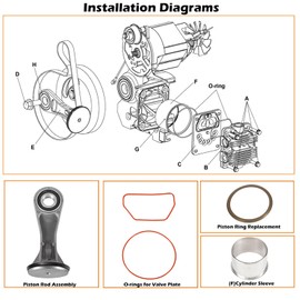N038785 Air Compressor Connecting Rod Kit for Craftsman, Dewalt, and Black & Decker, N021229 N021725 Compressor Piston Kit for Dewalt D55146 D55167 D55168, Fits 2-7/8" Cylinder Bore