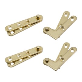 T Tulead Door Pivot Hinges Cabinet Rotating Hinge Door Fitting Brass Pivot Drawer Hinge (Including 2pcs L-Shaped and 2pcs Straight Hinges)