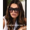 Fozono Trendy Square Oversized Sunglasses for Women Men Retro Flat