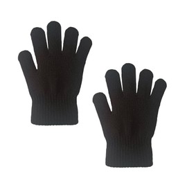 DALEDWN 5 Colors Kids Magic Gloves Full Fingers Knit Gloves for Kids Boys Girls Stretchy Warm Winter Gloves (Black)