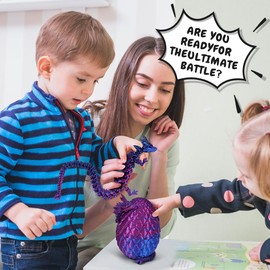 3D Printed Dragon Egg, Prefilled Easter Eggs Filled with Toy - Easter Basket Essentials, Articulated Crystal Dragon Fidget Toys for Kids (Laser Purple)