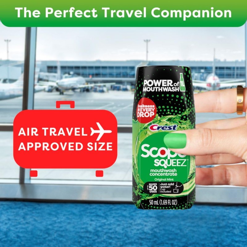 Crest Scope Squeez Mouthwash Concentrate, Original Mint Flavor, 50mL Bottle,