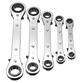 Dapetz ® 5 PCE Metric Ratchet Ring Spanner Set, Reversible Double Ring Ratchet Spanner Set Flat Ratchet Box-end Wrench Heat Treated Carbon Steel Reversible Ratchets Spanner 6-21mm