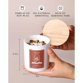 AOOVOO Nutmeg Beans Scented Candles for Women - Aromatherapy Candle with Crystals Inside, 10oz Soy Candles for Home Scented, Birthday Gifts Candle for Women Mom