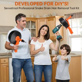 Drain Snake 3.0 - Heavy Duty Dual Mode (Manual/Automatic) Plumbing Auger, Clog Remover for Sink, Bathtub, Shower Drains - Home DIY & Professional Use (10M/32.8FT)