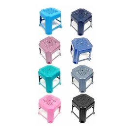 Macoll 12 Bancos Infantil Plástico Resistente Multicolor Alto 24cm