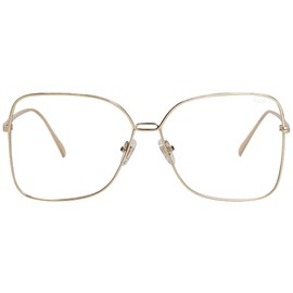 SOJOS Classic Square Oversized Blue Light Computer Glasses Large Clear Lens Eyewear Frame SJ1082, Gold/Clear