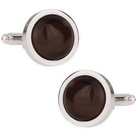 Cuff-Daddy Round Espresso Brown Catseye-style Cufflinks with Presentation Box