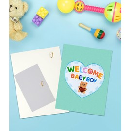 3D Pop-Up Baby Boy Card – Welcome Baby Boy Greeting Card with Teddy Bear, Balloons, and Alphabet Blocks – Perfect for New Parents, Baby Shower, Gender Reveal, or Birth Announcement – Handmade,