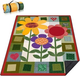 hswosnas Picnic Blankets Beach Blanket 80" X 60" Extra Large Waterproof Camping Blankets Portable Outdoor Mat 3-Layer Blanket for Beach, Hiking, Park, Music Festival, Grass Lawn,Travel