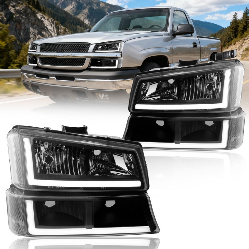 DimFlux LED DRL Headlight Compatible with 2003-2006 Chevy Silverado/ 2003-2006