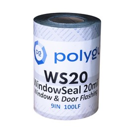 POLYGUARD WindowSeal Window and Door Flashing Tape, 9 in x 100 ft Roll, 20 mil Thick, Self-Sealing & Self-Adhering Waterproof Barrier