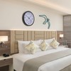 Chedin Round Quartz Wall Clock without Ticking, Weatherproof with Thermometer
