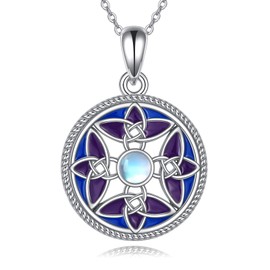Witches Knot Necklace 925 Sterling Silver Celtic Pendant for Protection Good Luck Irish Celtic Witches Knot Jewellery Gifts for Women