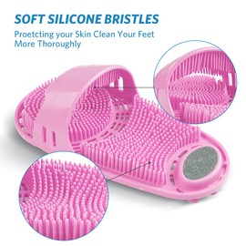 meidong Silicone Shower Foot Scrubber Personal Foot Massage and Cleaning, Non-Slip Foot Scrubber for Men and Women (1PCS Pink)