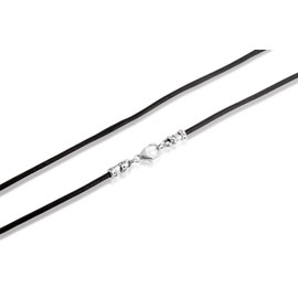 Belcho USA Genuine Black Leather 2mm Cord with Sterling Silver Lobster Clasps Necklace or Wrap Bracelet (18 Inches)