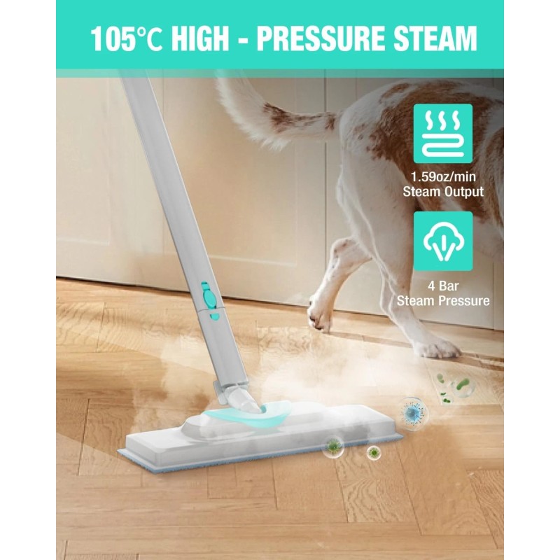 HAUSHOF 1500W Portable Steam Cleaner w/1.5L Tank and Wheels 4