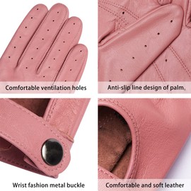 [Harssidanzar] Women's Genuine Leather Driving Gloves, Shearling Driving Ladies Touch Panel Edition KL021JP, Sakura-yo, XL
