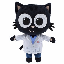 Milo Black Cat Plush Stuffed Animal - 20cm Doctor Milo Soft Toys from the Milo Animated Series | Cute Talking Cat Teddy Bear with Sounds and Phrases | Adorable Cartoon Musical Toys for 1 Year Old