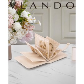 Vlando Jewelry Box for Travel,Small Jewelry Case Organizer,Display Portability Jewelry Storage Bag for Gem Diamond Necklaces Rings Earrings Bracelets White