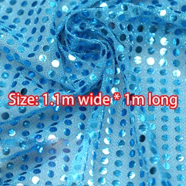 1.1mx1m Blue Sequin Fabric Shiny Bling Glitter Material Cloth Sparkly Sequins Mesh Fabric for DIY Crafts Sewing Party Favors