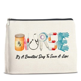 UPNEGE Nurse Gifts Makeup Bag, Nursing Gifts for Nurse Graduation, Thank You Gifts for Nurse Practitioner RN, Nurse Life It's a Beautiful Day to Save Lives Zipper Makeup Pouch