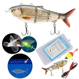 Robotic Swimming Fishing Electric Lures USB Rechargeable Lures Multi Jointed Swimbaits with LED Light Hard Lures Fishing Tackle