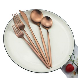 Uniturcky 40-Pieces Silverware Set, Flatware Sets Satin Finish, 304 Stainless Steel Utensils Dishwasher Safe Service for 8, Include Dinner Knife/Fork/Spoon Dinnerware Sets (Matte Rose)