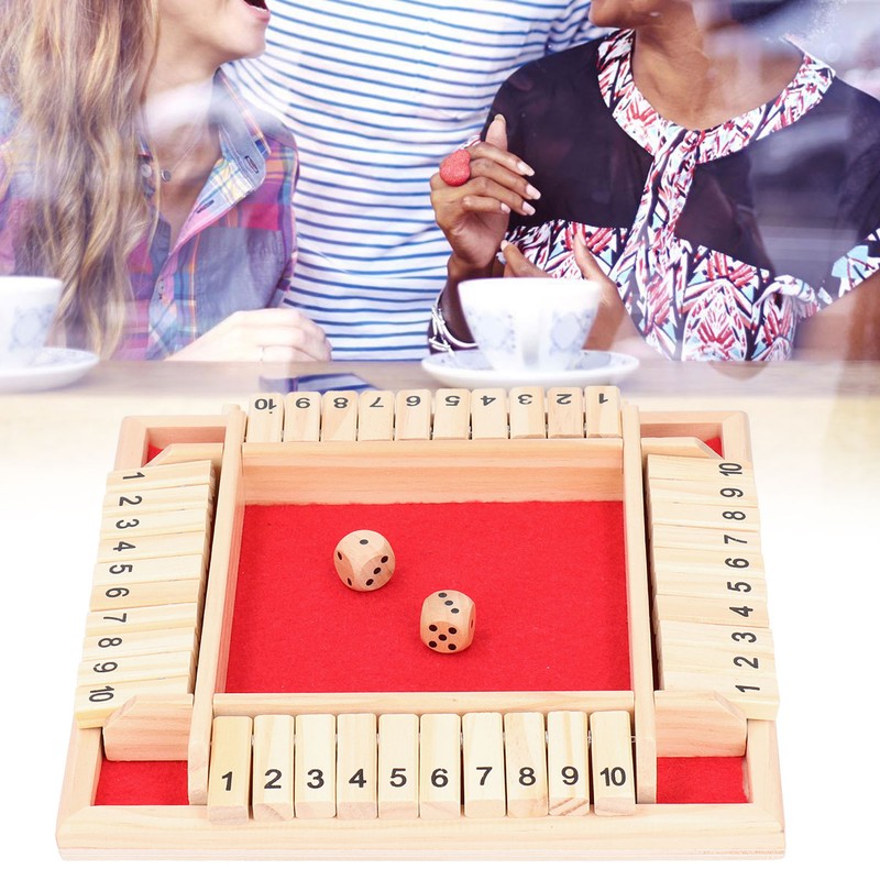 Wooden Number Board Dices Game Set Toy for 4 People
