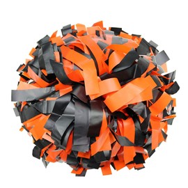 Danzcue 2 Pack 6 Inches Plastic Cheerleading Pom Pom with Baton Handle (Orange-Black, One Size)