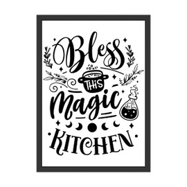 WBdesignz Bless This Magic Kitchen - Kitchen Picture Cooking Poster Wall Decoration - Perfect Decoration and Gift Idea for Chefs and Bakers (without Frame)