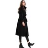 Escalier Women's Wool Trench Coat Double-Breasted Jacket with Belts Black