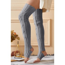 Leoparts Women's Extra Long Stirrup Leg Warmers Winter Knitted Over Knee Thigh High Footless Socks