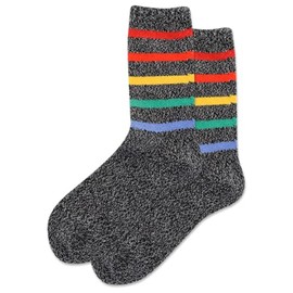 Hot Sox Women's Fun Conversation Starter Boot Crew Socks-1 Pair Pack-Cool & Cute Fashion Gifts, Multi Stripe (Black), 4-10