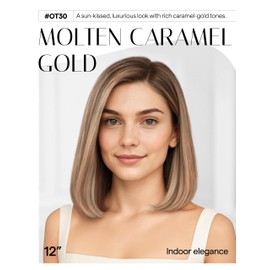 GORGIUS Peluca Rubia Bob Con Reflejos, Sin Pegamento, Recta, Corta, Sintética, Con Encaje Frontal, Precortada, Pre-Arrancada, Raya Lateral, 12 Pulgadas